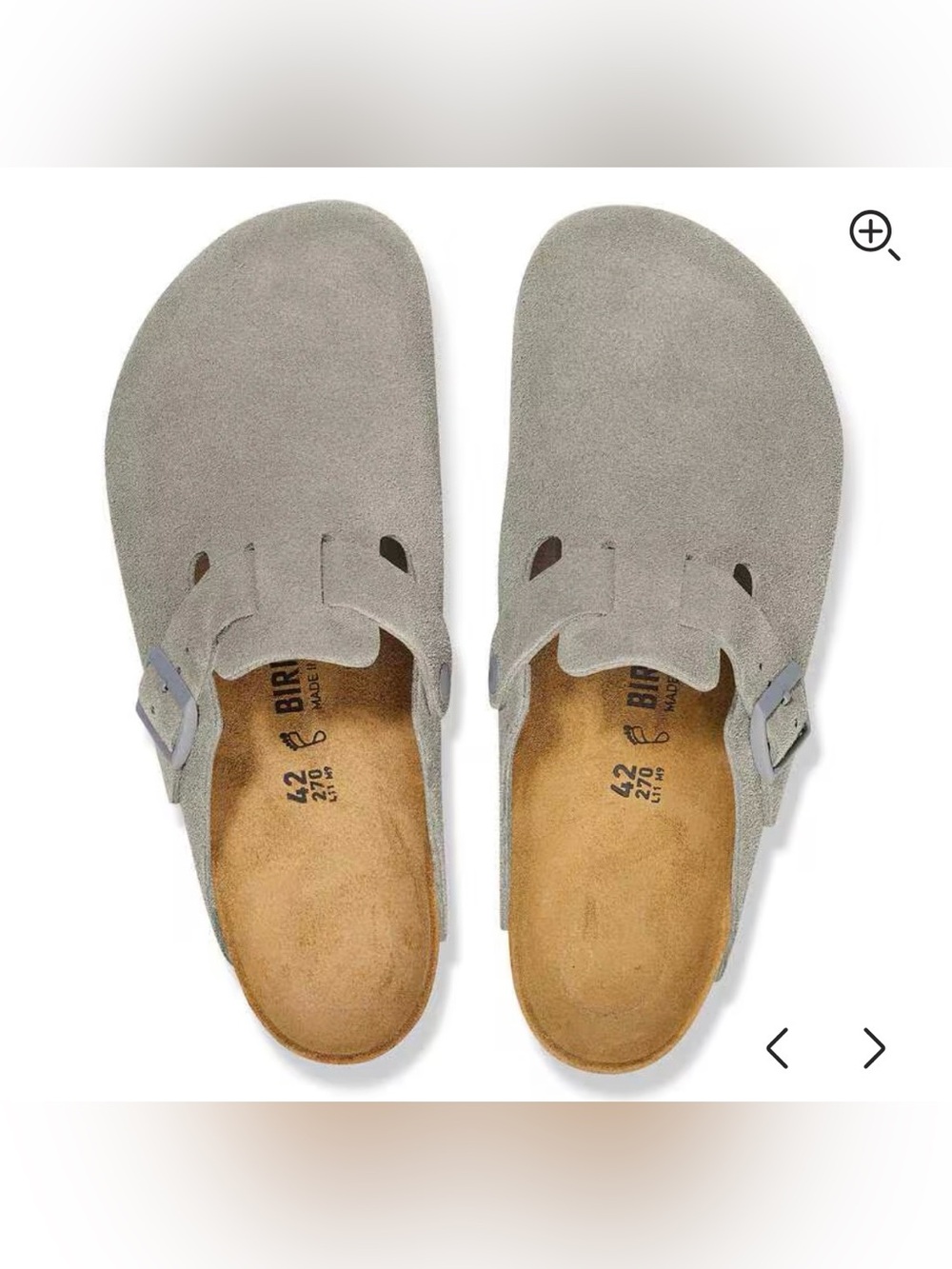 Birkenstock Grey Suede Boston Clogs